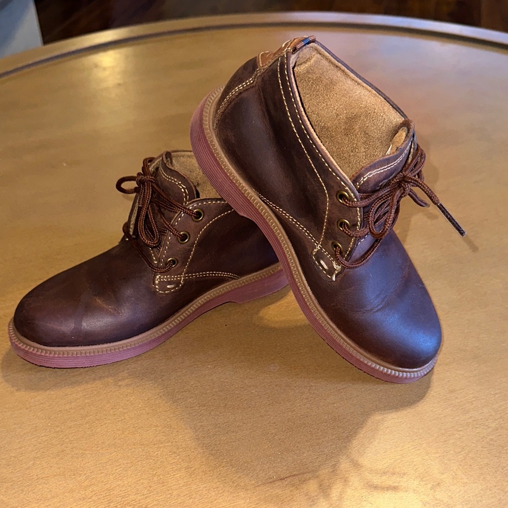 Florsheim Boys Supacush Jr Dark Brown Leather Chukka Boots with Contrasting Sole